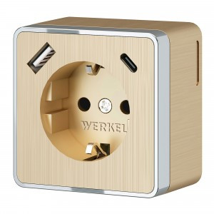 Werkel роз. ОУ 1 мест. земля, шторки, USB тип A+C Gallant (шампань рифленый) W5071710 a057703