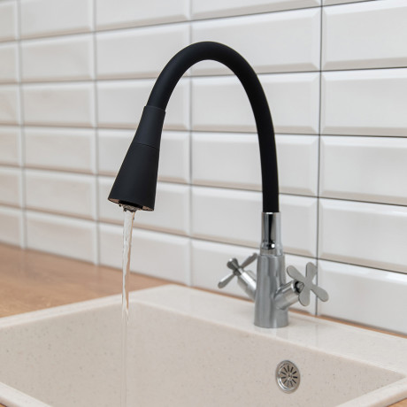 Излив смесителя для кухни, силиконовый, 2 режима, черный