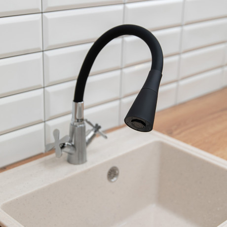 Излив смесителя для кухни, силиконовый, 2 режима, черный