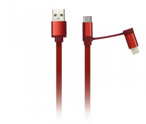 Дата-кабель Smartbuy USB - 2 в 1 Micro+8 pin, длина 1,2 м, красный (iK-212 red)/60