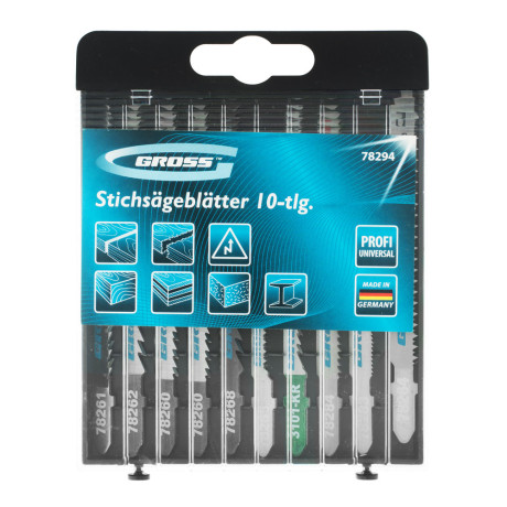 Набор полотен для электролобзика универсальный, 10 шт, Profi, пластиковый кейс Gross