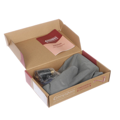 СоюзКран Смеситель для кухни, низкий излив 25см, керам. картридж 40мм, нерж. сталь, SS01-I134