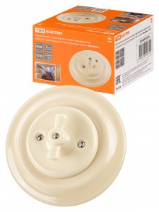 TDM Болонь Выкл СУ фарфор. поворот перекрёстный с ручкой (бантик) 10А сл. кость Ретро SQ1820-0318