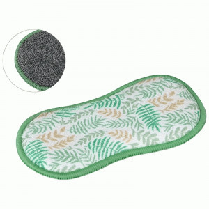 Губка-скраб двухсторонняя микрофибра+абразив, 19*9,5см (12!) 107842 Рыжий кот