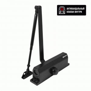 Доводчик дверной БУЛАТ ULTIMATE ДД-180 A-B (110-180 кг) черный, морозостойкий(10)