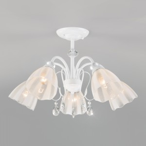 EUROSVET Люстра 5x60W 640х350 металл белый/прозрачный Floranse 30155/5