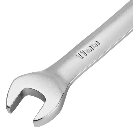 Ключ комбинированный трещоточный, 11 мм, CrV, матовый хром Denzel