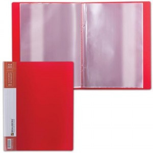 Папка  40 вклад. BRAUBERG "Contract" красная, вкладыши - антиблик., 0,7мм, бизнес-класс 221778