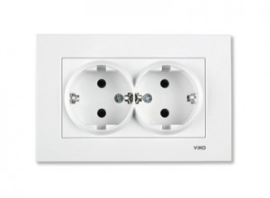 VIKO by Panasonic KARRE роз. 2 мест. (земля) бел.  16A  90960056