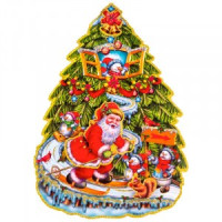 Наклейка новогод. &quot;Елочка&quot; 41*30см, бумага 2-х сторон. 3D/скотч двухсторон. Волшебная страна 3226