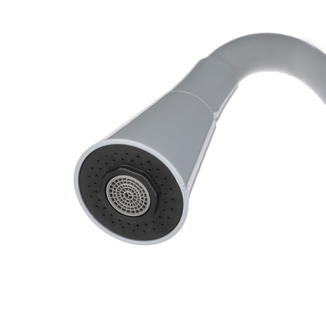RAIN Смеситель для кухни Веста, гибкий излив, картридж 40мм, латунь, серый/хром