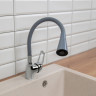 RAIN Смеситель для кухни Веста, гибкий излив, картридж 40мм, латунь, серый/хром