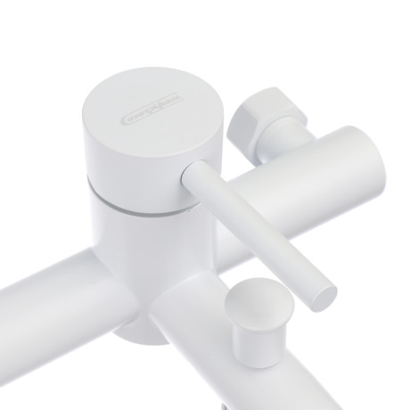 СоюзКран Смеситель для ванны с душем, короткий излив, картридж 35мм, нерж. сталь, белый, SS09-M132