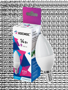 Космос свеча E14 14W(1260lm) 6500K 6K матов. 110x37 IC драйвер LkecLED14wCNE1465