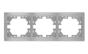 Lezard Мира рамка 3 мест. (б/вст, вертик.) металлик серый (PC) 701-1000-153