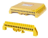 TDM Шина &quot;PE&quot; &quot;земля&quot; в желтом изоляторе на DIN-рейку 8x12мм 16 групп SQ0801-0219