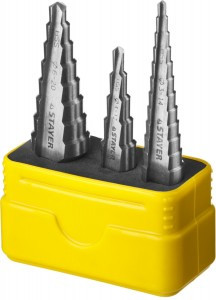 Набор STAYER "MASTER": Ступенч. сверла по мет., стальHSS, d3-14мм12ступ, d4-12мм5ступ, d6-20мм8ступ.