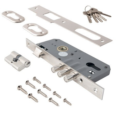 Замок врез 2200/60 Apecs Хром (межос-85мм, личина-60мм)   \7(28)