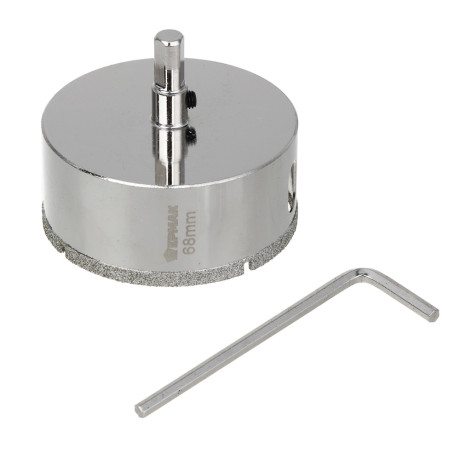 ЕРМАК Коронка алмазная с центрирующим сверлом d 68 мм по керамике и стеклу, Р45, трехгр хвостовик