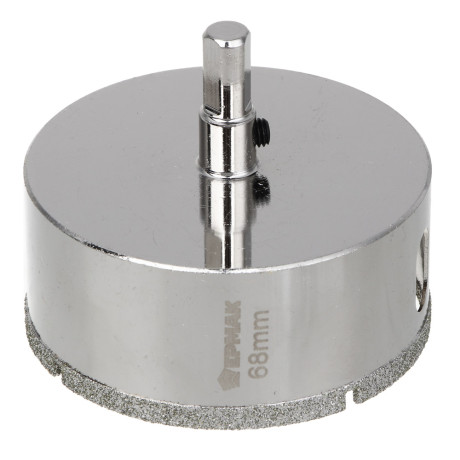 ЕРМАК Коронка алмазная с центрирующим сверлом d 68 мм по керамике и стеклу, Р45, трехгр хвостовик