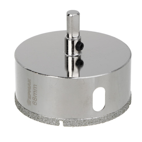 ЕРМАК Коронка алмазная с центрирующим сверлом d 68 мм по керамике и стеклу, Р45, трехгр хвостовик