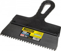 Шпатель STAYER &quot;PROFESSIONAL&quot; нержавеющий зубчатый с пластмассовой ручкой, 200мм, зуб 4х4мм