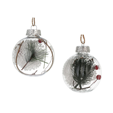 СНОУ БУМ Шар 8 см, прозрачный с декором внутри, 2 вида