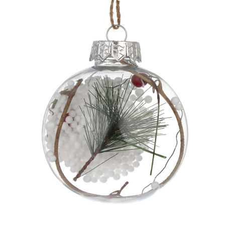 СНОУ БУМ Шар 8 см, прозрачный с декором внутри, 2 вида