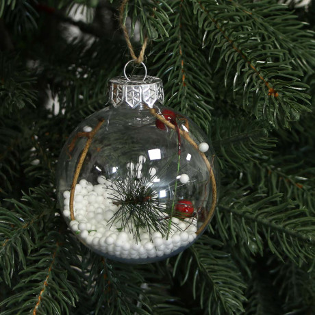 СНОУ БУМ Шар 8 см, прозрачный с декором внутри, 2 вида