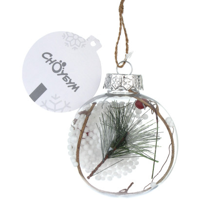 СНОУ БУМ Шар 8 см, прозрачный с декором внутри, 2 вида