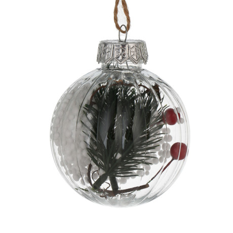 СНОУ БУМ Шар 8 см, прозрачный с декором внутри, 2 вида