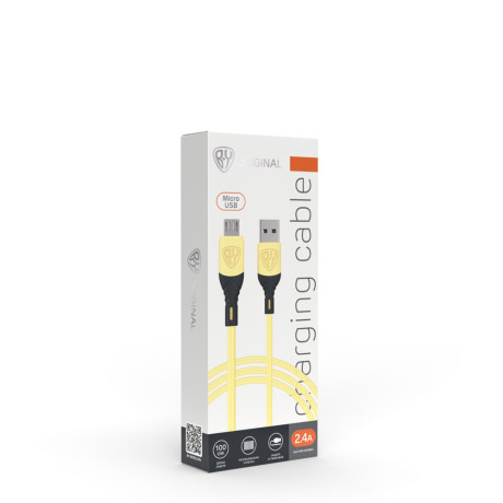 BY Кабель для зарядки Карнавал Micro USB, 1м, 2,4А, желтый