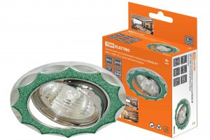 TDM GU5.3 MR16 50W св-к встр 02-07 поворот 12/220В зелен блеск/хром литая сталь (10!) SQ0359-0041