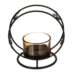 Подсвечник металлический со стеклянным стаканом для одной свечи, 10х7х10,5 см