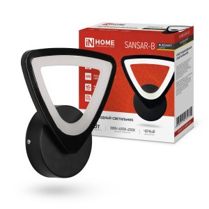 ASD/InHome св-к св/д бра упр 15W(1050lm) 2K-4K-6K 195x185x45  STEP COLOR черн ELEGANT SANSAR-B 3203