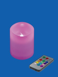 Uniel св-к св/д Свеча 1LED (2xAA не в/к) 7,5x10, 14 реж., пульт ДУ, парафин ULD-F052 RGB RC CANDLE