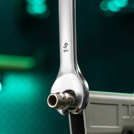 Ключ комбинированный, 14 мм, CrV, матовый хром Stels