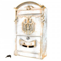 Ящик почтовый мет АЛЛЮР №4010В антик белый В40,5*Ш25,5*Г7,5см,  2 кл