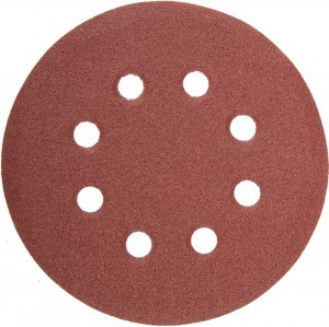Круг шлифовальный универсальный STAYER "MASTER" из абразив. бумаги, 8 отверстий, Р80, диам. 125мм