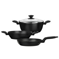 SATOSHI Стоун Набор 4пр. Сковорода, сотейник, кастрюля d24см, крышка, антипригарное покрытие Мрамор