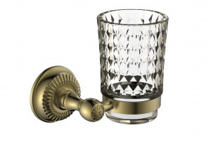 DIADONNA Стакан для ванной настенный (Zn) стекло, нерж.сталь, античная бронза, D8106Q
