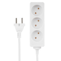 FORZA Удлинитель 3 гнезда, сеч. провода 0,75 кв.мм, 2м, евророзетка, 6A, макс. мощность1500Вт