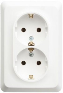 Systeme Electric Этюд роз. СУ 2 мест. бел. новый (пл.осн., земля) PC16-107B (10!)