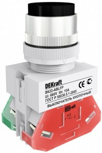 DEKraft ВК22 ABLF выкл. кноп. 22 черный 220В 25018DEK (10!)