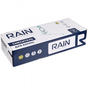 RAIN Смеситель для ванны Кварц, круглый излив 40см, керам. кран-буксы 1/2, душ. набор, латунь, хром