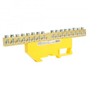 STEKKER шина нулевая "ноль" на DIN-изоляторе 8x12, 16 отв. 160А, желтый LD555-812-16 49557 90