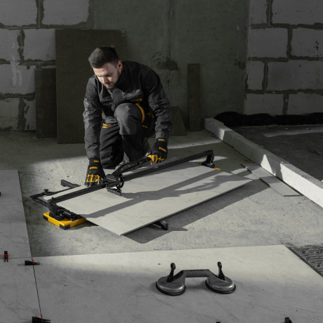 Плиткорез рельсовый 1200х16мм, каретка на подш., стальная станина, усил. рукоятка-пенал Denzel