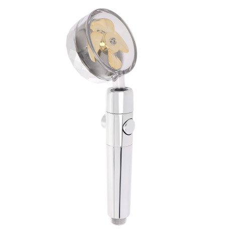 Лейка для душа-турбо лейка, 1 режим, с вентилятором, кнопка стоп, 75мм, хром