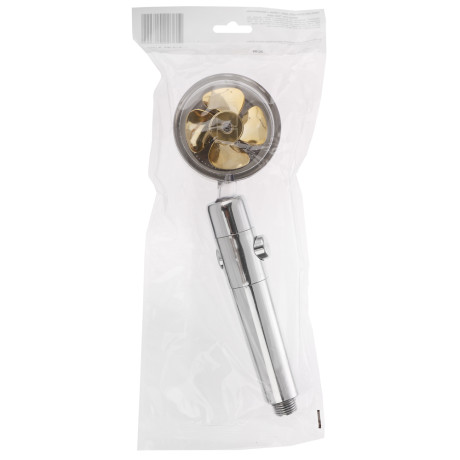 Лейка для душа-турбо лейка, 1 режим, с вентилятором, кнопка стоп, 75мм, хром