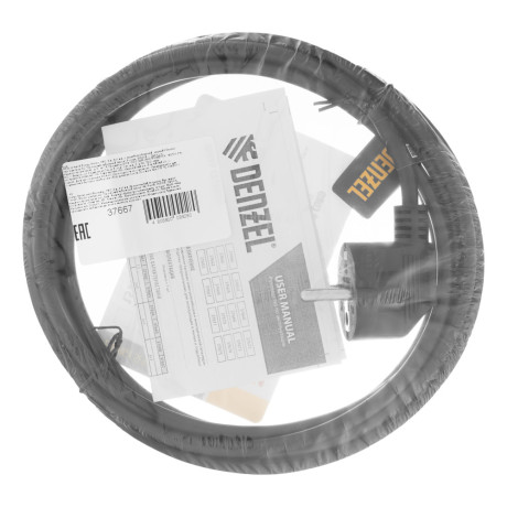 Шнур сетевой Energy Series, ПВС, 3 м, 3 x 1 мм, с неразборной вилкой, черный, Denzel